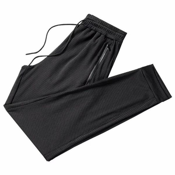 

men's pants sports trousers black hollow ice silk mesh summer thin loose air-conditioned nine-point