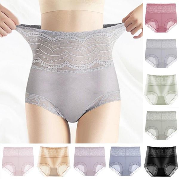 

women's panties high waist lace women seamless slimming tummy control briefs shapers lingerie cotton health knickers, Black;pink