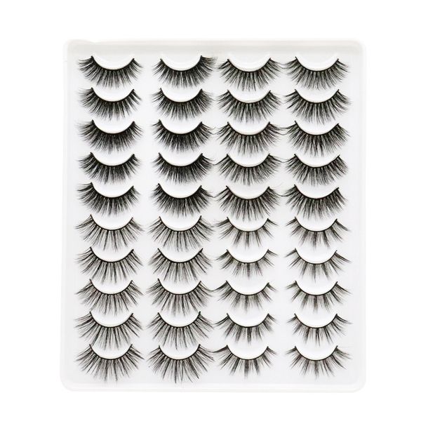 20 Paar natürliche falsche Wimpern, falsche Wimpern, langes Make-up, 3D-Wimpernverlängerung, Nerzwimpern, 20 Paar in einer Box J053