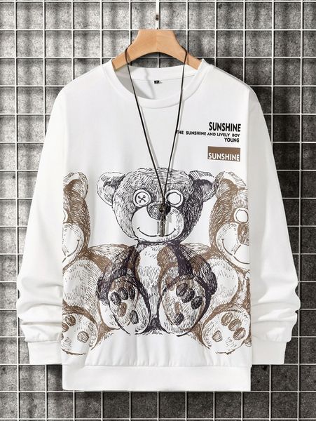 

men bear and slogan graphic sweatshirt o7dk#, Black