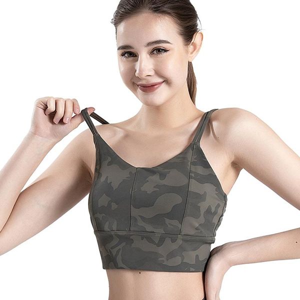 

yoga outfit women's sports vest camouflage wireremovable cups bra breathable
