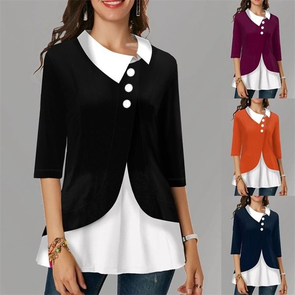 

1women shirt and plus size long sleeve woman fashion causal boyfriend t button friend lapel tshirts baby girl 210514, White