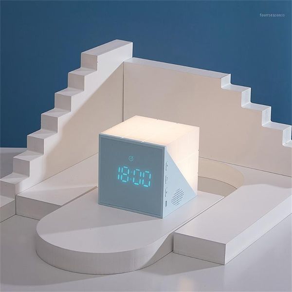 

magic cube alarm clock night light led colorful fashion voice control clocks wall home decor desk decoration & table1