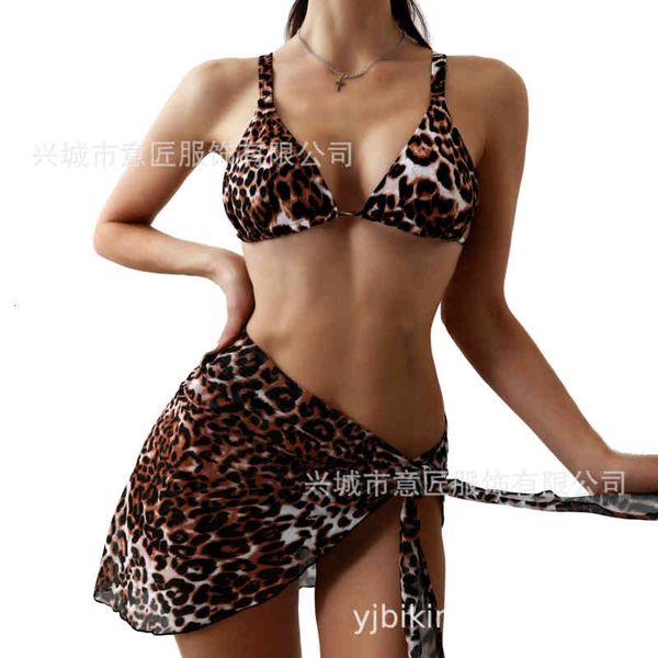 

2021 bikini leopard mesh three piece swimsuit oem, White;black