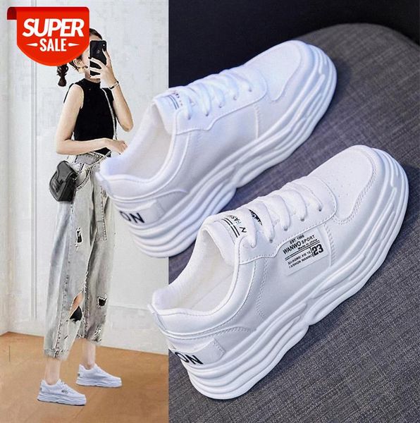 

korean version of the basic white shoes female breathable student thick-soled platform leisure sh771 #cp2y