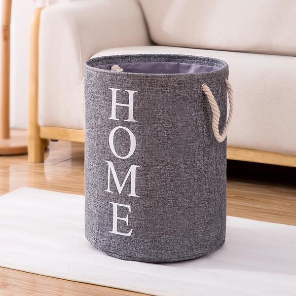 

"home" printed foldable dirty clothes hamper cotton and linen storage bucket home bedroom rope basket laundry & organization