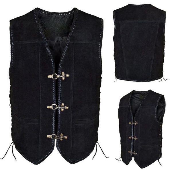 

men' tank biker vest motorcycle riding suede leather, White;black