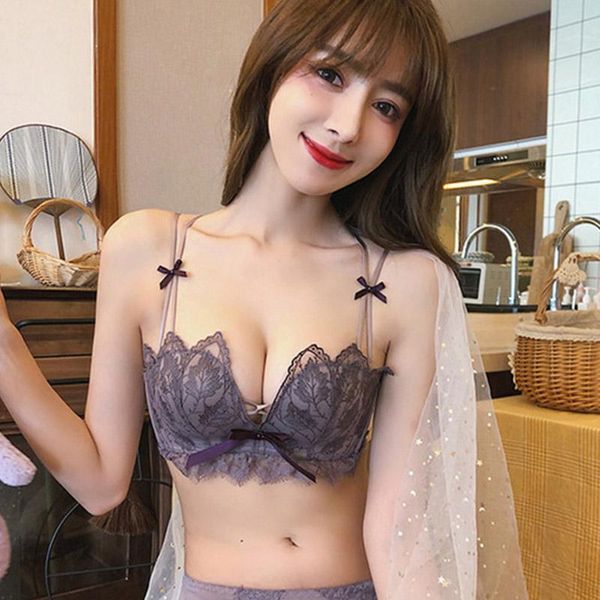 

bras lingerie women push up bra lace front closure comfortable breathable wireless underwear, Red;black