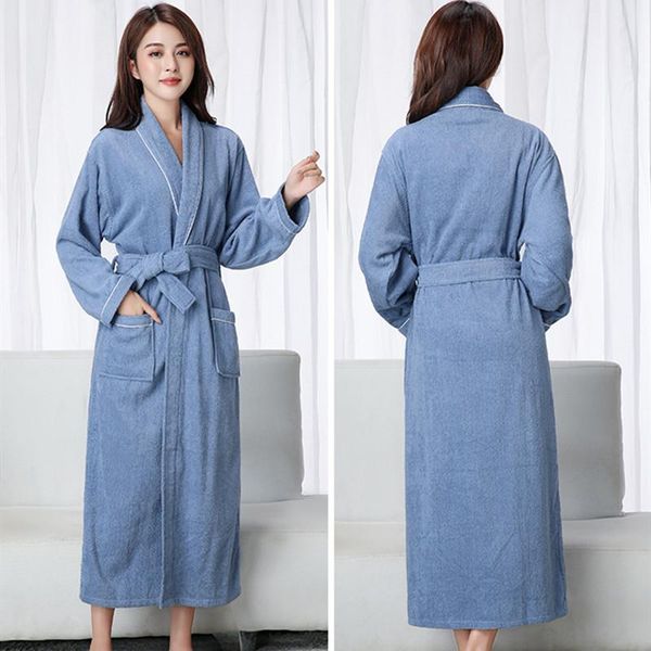 

women's sleepwear fzslcyiyi 100% cotton toweling terry extra long thick robe bath women nightrobe casual home bathrobe, Black;red