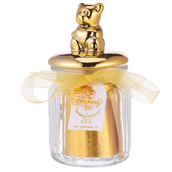 

gift wrap 1pc wedding glass candy box hand animal jar storage bottle with cover gold plated sealed can