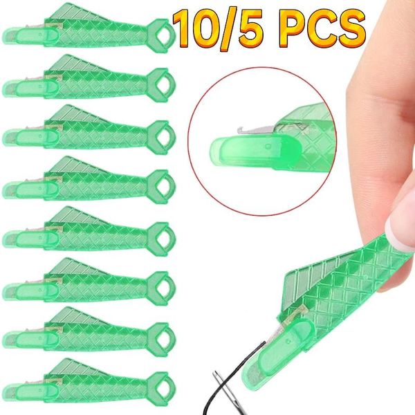 

sewing notions & tools 10/5pcs mini machine needle threader hook plastic stitch insertion tool elderly quick automatic changer craft accesso, Black