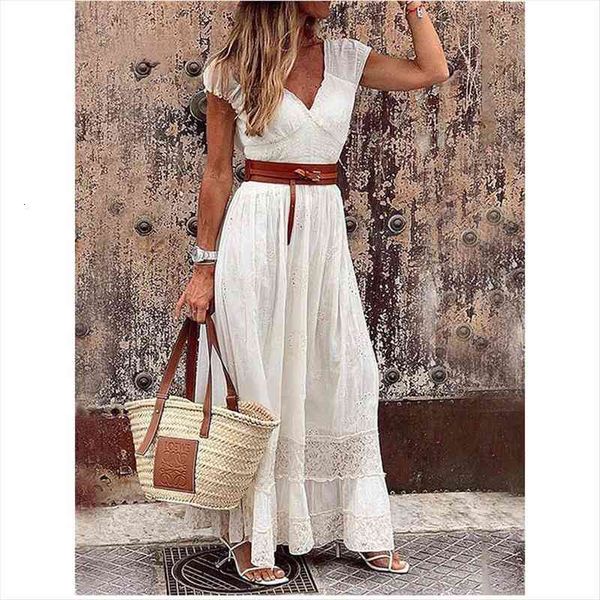 

clothing summer fashion v neck women dress vintage party white lace elegant maxi dresses casual beach long, Black;gray