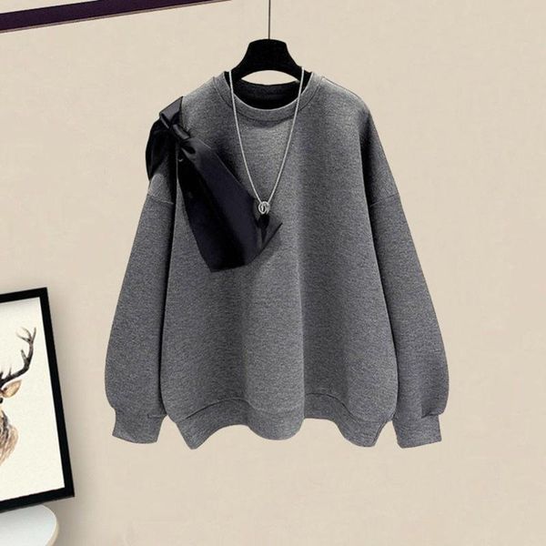 

women's hoodies & sweatshirts women sweatshirt hoody ladies hooded bowknot decor casual pullovers girls cute fashion long sleeve autumn, Black