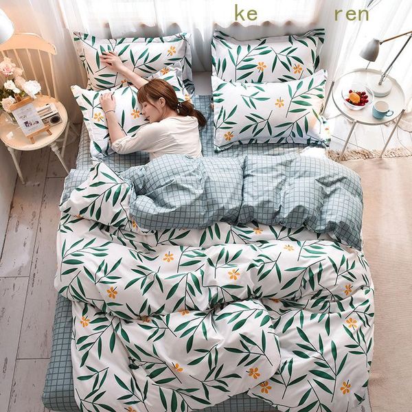 

bedding set double bed home soft duvet cover sets ab side linen pastoral nordic 150