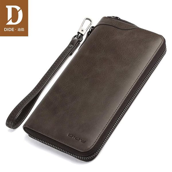 

wallets dide large capacity coin long zipper purse for men genuine leather clutch bag male wallet 2021, Red;black