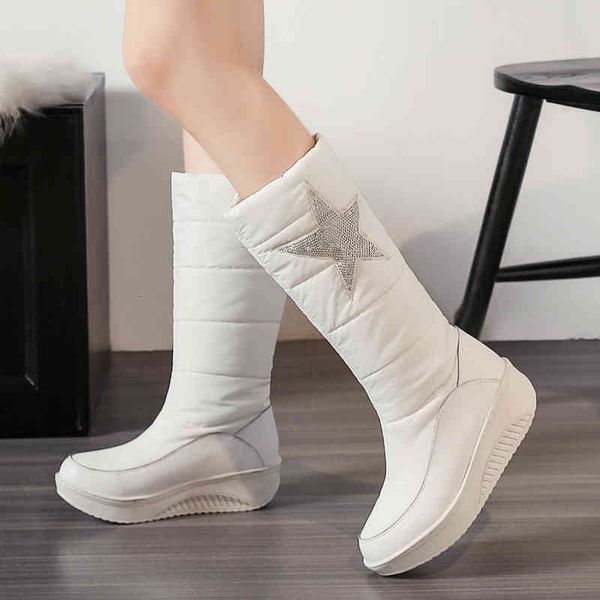 

boots winter warm women fashion comfort soft thick sole platform black mid calf snow woman's shoes plus 44 lpb4