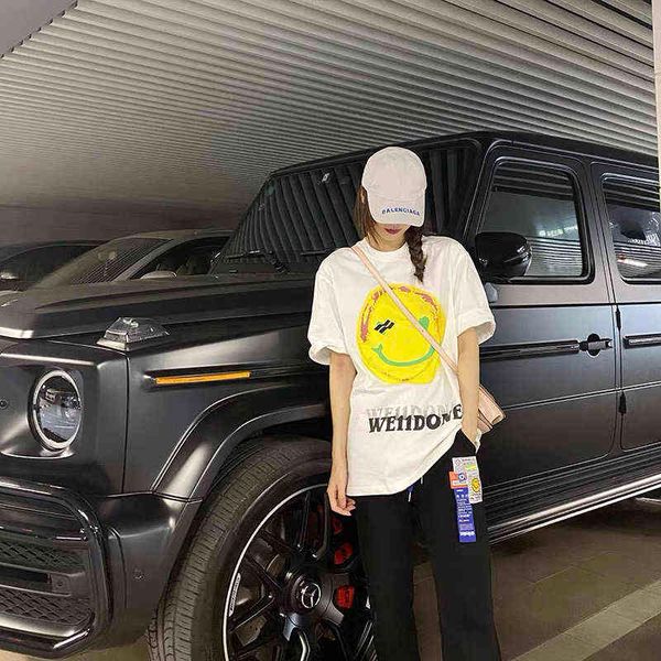 

2021 summer welldone t shirt high street hip hop men women 1:1 clothing women pure cotton short sleeve welldone t-shirt g1207, White;black