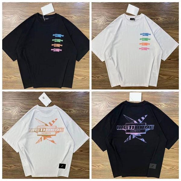 

men's t-shirts 2021 summer we11done t-shirt loose simple wild cotton men women couples high street short sleeves, White;black