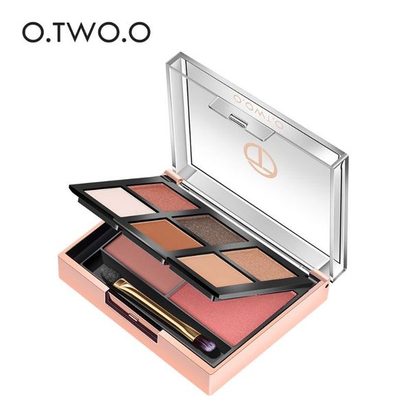 

eye shadow o.two.o 2 in 1 eyeshadow palette 6 color + blush powder easy to wear pigment makeup kit for daily use