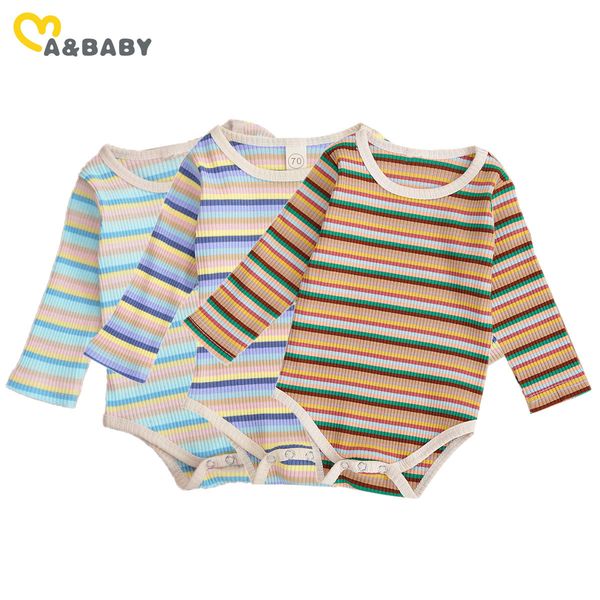 

0-18m born infant baby boy girl romper long sleeve striped jumpsuit playsuit autumn winter knitted clothes 210515, Blue