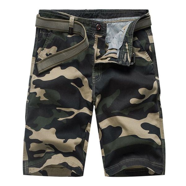 

summer men shorts men's casual camouflage cargo male army work homme cotton multi-pocket plus size 38, White;black