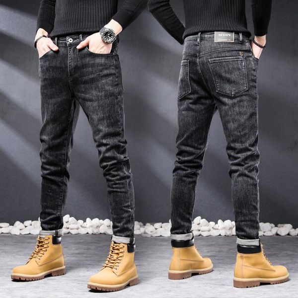 

men's jeans mens pants black gray stretch slim skinny spring and autumn casual male denim trousers men boys homme, Blue