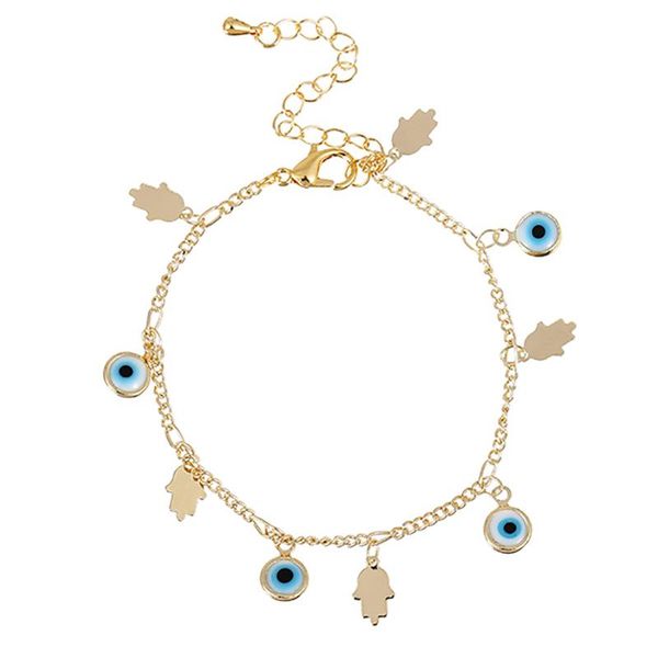 

link, chain zhini bohemia vintage gold bangle bracelets for women trendy simple hand evil eye pendant statement bracelet jewelry gift, Black