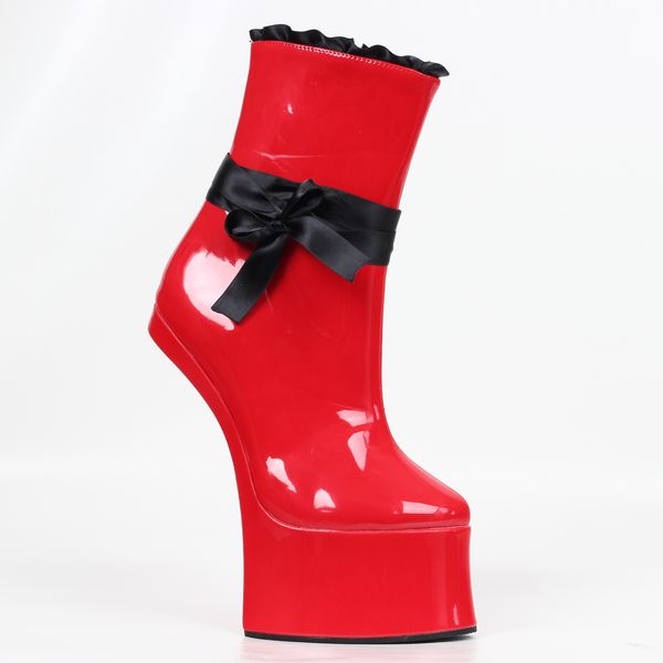 

customized 7inch high heel platform cosplay ponyplay ankle boots, Black;white