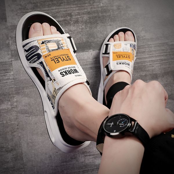

slippers fashion brand slippers men's summer outdoor trend nlp5, Black