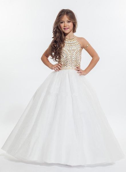 

girl's dresses pageant 2021 crystals girls shinny a-line halter beaded backless sweet flower for party communion, Red;yellow