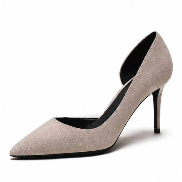 

sandals large big size fashion 8cm thin high heels ladies pointed toe kid suede/patent leather shoes women pumps m0047 i4en, Black