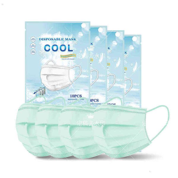 

cool mint disposable mask summer thin color three-layer spunlaced cloth melt spray