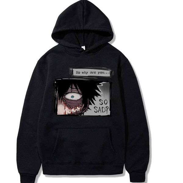 

men's hoodies & sweatshirts harajuku japan anime my hero academia oversized men manga dabi horror eyes print streets casual loose, Black