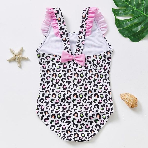 

one-piece suits 2021 girls swimwear 2~9year toddler baby swimsuit children leopard print kids bathing suit-st245