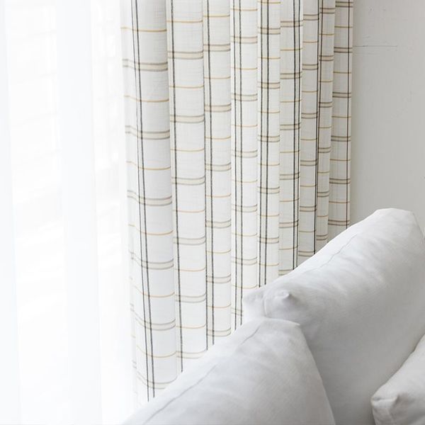 

japanese sheer curtains for living room bedroom cotton linen tulle with plaids nordic voile curtain customized drapes blinds &