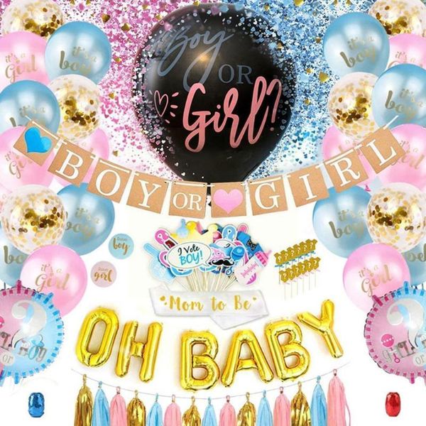 

party decoration 36 inch black gender reveal latex balloon boy or girl decorations supplies confetti baby r9a7