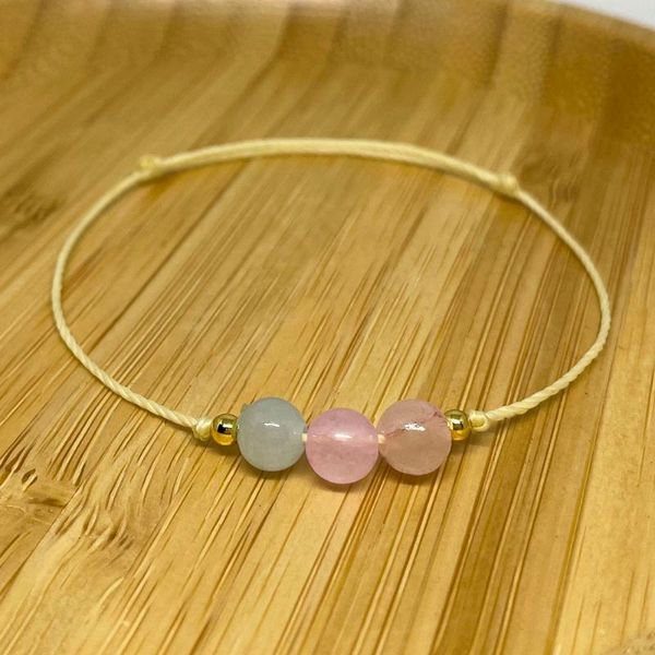 

charm bracelets pink crystal for women sweet girl natural stones gold plated beads accessories handmade thread jewelry female gift, Golden;silver