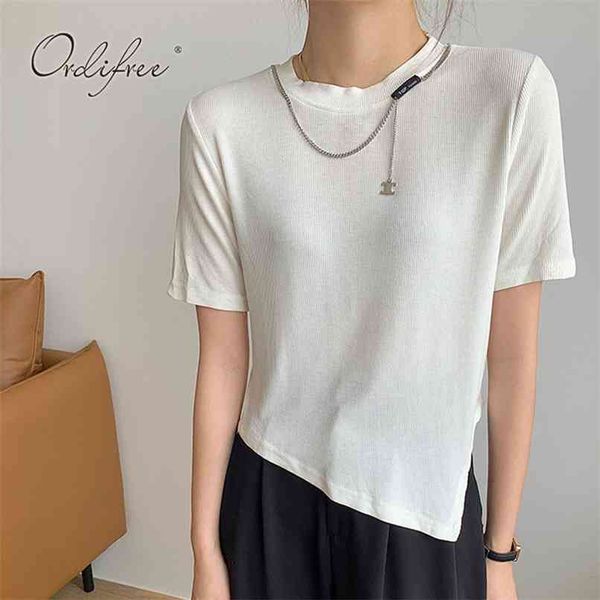 

summer women white t-shirt short sleeve tshirts fashion casual black t shirt 210513