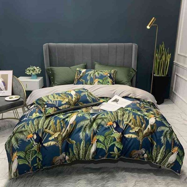 

egyptian cotton soft duvet cover fitted/bed sheet flamingo paisley bedding family set twin  king size 4pieces