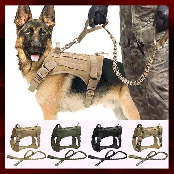 

dog collars & leashes tactical harness medium and large vest military hunting shooting training breathable adjustable pet backrest