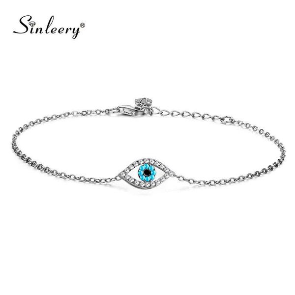

bangle sinleery 2021 trend boho luck turkey blue evil eye rhinestone bracelets for women white gold color beach accessories sl656 ssg, Black