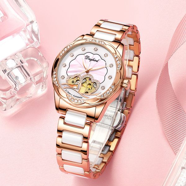 

watch women's mechanical, Slivery;brown