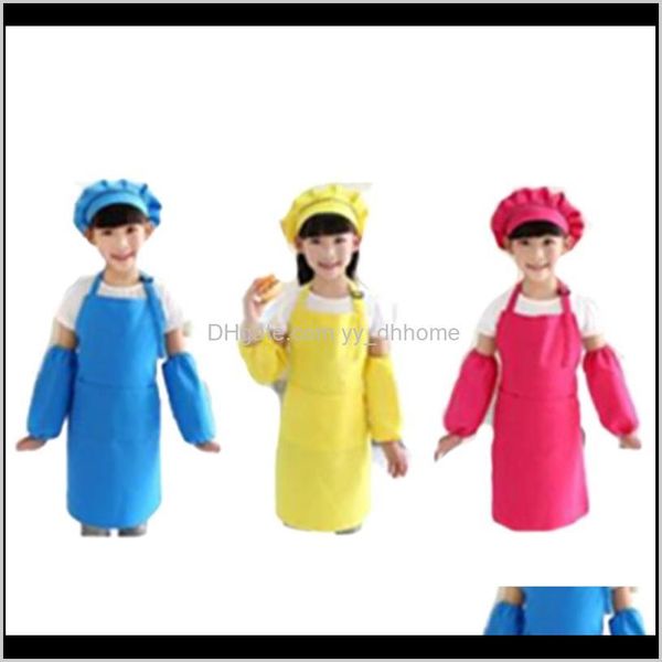 6 pe￧as Childrens Chef Hat Set Menino e meninas Corrente de cozinha de algod￣o ajust￡vel 7JBAD Avents L0VR3