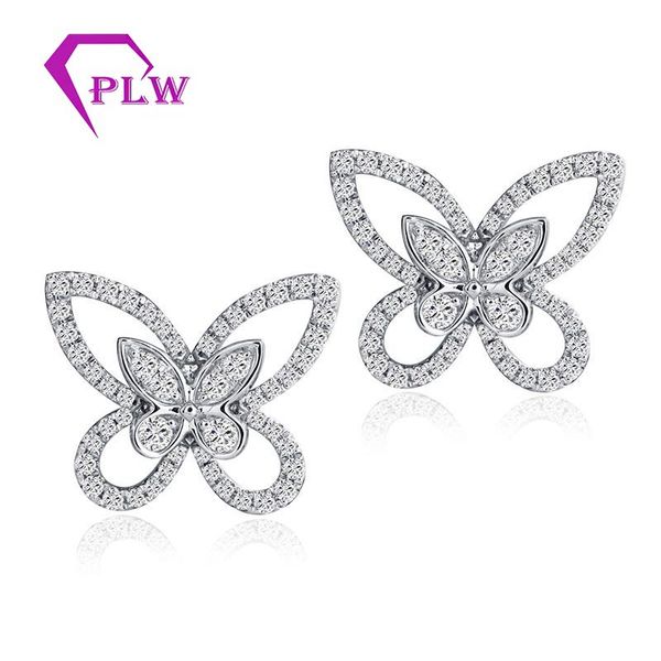 

18k au750 moissanite diamond d color butterfly earrings charms for women wedding luxury jewelry birthday gift lbd007, Golden