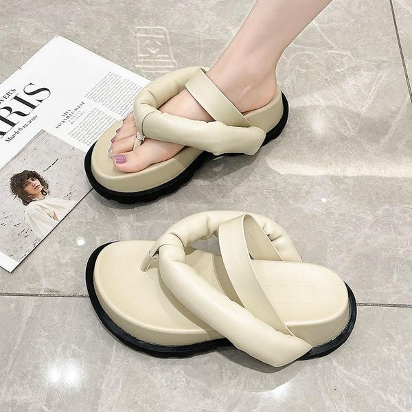 

slippers shoes women summer 2021 soled sandalias mujer, Black