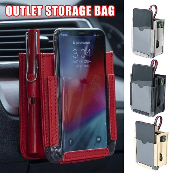 

car organizer multifunctional pocket automotive air vent mobile phone storage pouch small bag styling