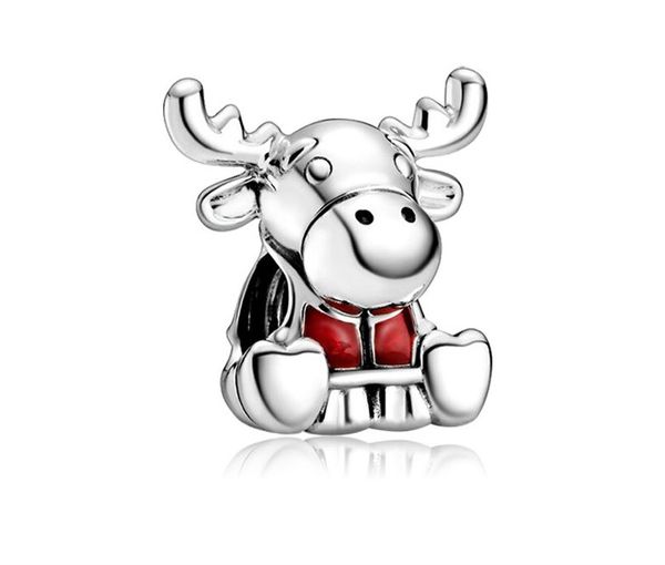 

fit pandora charm bracelet moose silver enamel charms bead 925 silver dangle diy jewelry european snake chain necklace & bangle, Black