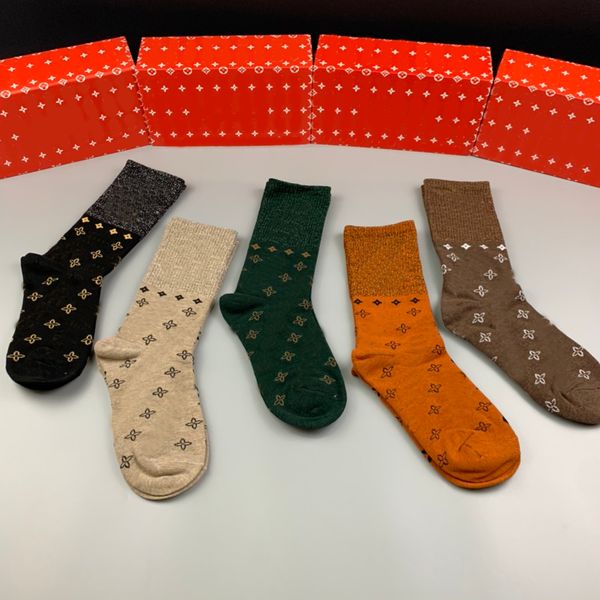 

2021 fashion cotton socks luxury designer others apparel autumn winter warm socks letter logo 5 pair men's & women's, Black;white