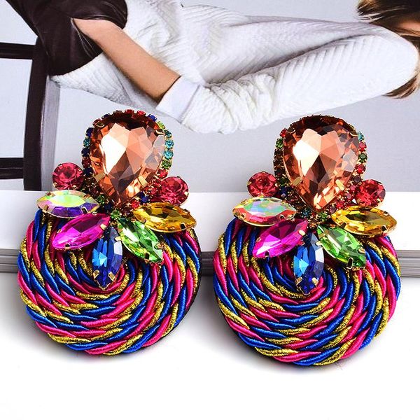 

dangle & chandelier vintage colorful beaded geometric earrings round bohemian big drop statement party jewelry, Silver
