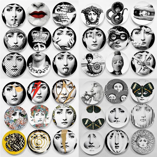 

9pcs/lot 8" plates home decoration lady face ceramic crafts wall hanging dishes nordic free